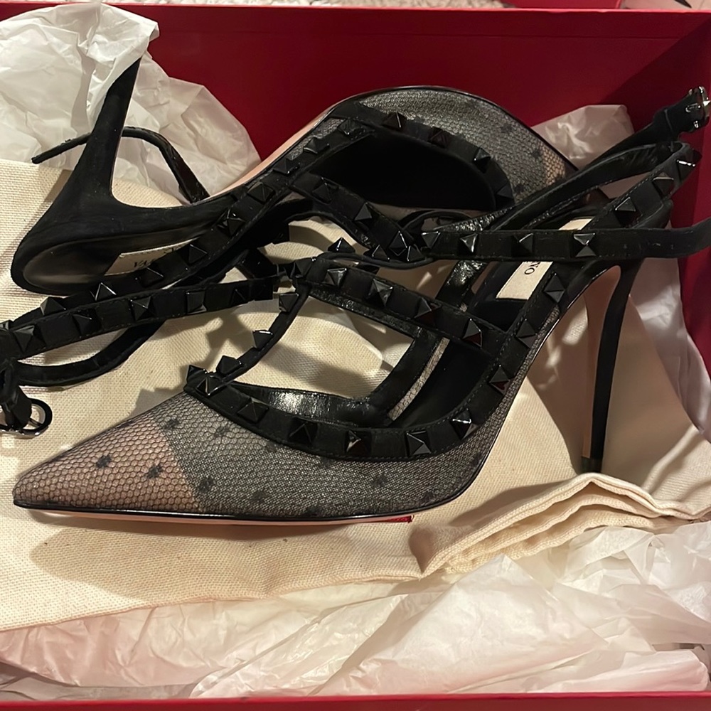 Valentino garavani rockstud lace shoes nwb